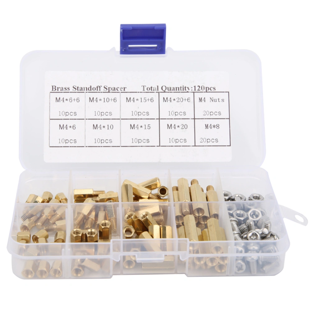 120PCS Brass Hex Standoff 304 Stainless Steel Screw Nuts Set PCB Board Standoff Screw Nut Assortment