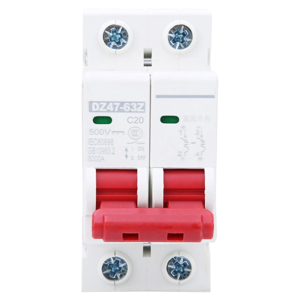 6pcs DZ47-63 AC400V Miniature Circuit Breaker 2P Household Air Switch Circuit Protection20A