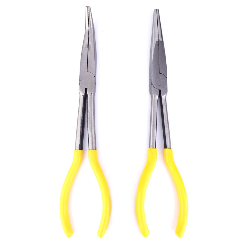 2Pcs 11in Long Nose Pliers Carbon Steel 45 Degrees Bending Workshop Equipment Hand Tool