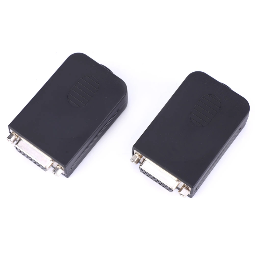 2Pcs DB15-M1-01 Nut Type Female Serial Connector to Terminal Breakout Board Adapter with Black Case