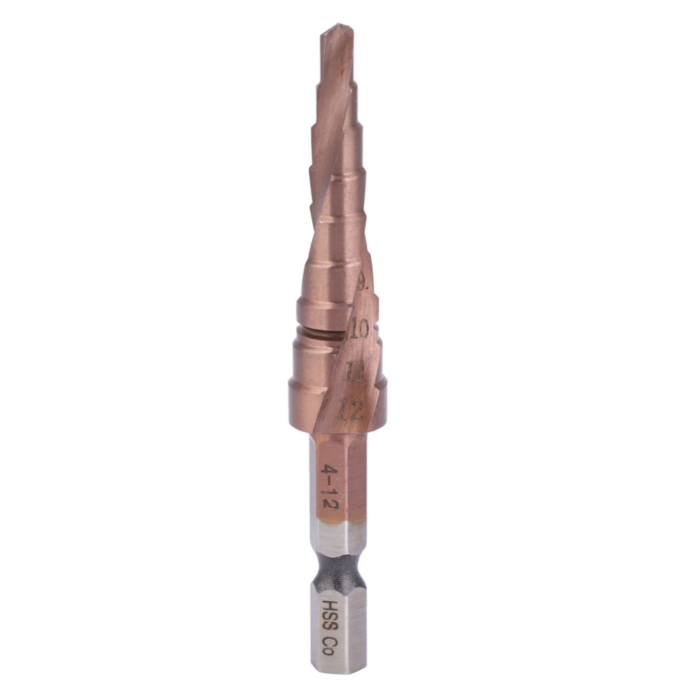 Step Drill Bit Multifunctional Cobalt Coating High Speed Steel Hex Shank Hole Opening Tool4-12