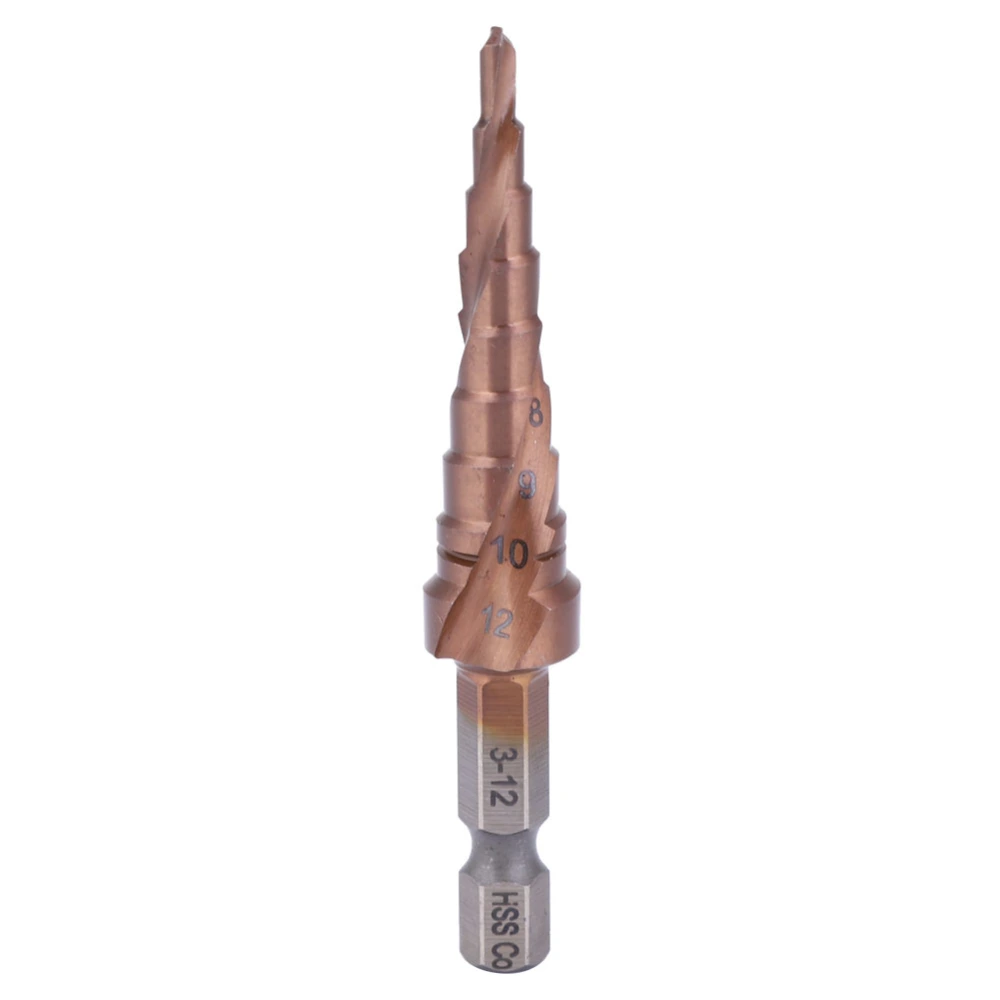 Step Drill Bit Multifunctional Cobalt Coating High Speed Steel Hex Shank Hole Opening Tool3-12