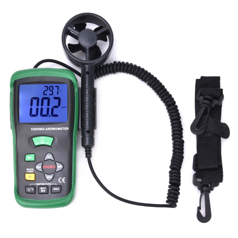 DT-618 Portable Handheld LCD Digital Thermo-Anemometer Air Flow Wind Speed Meter Gauge