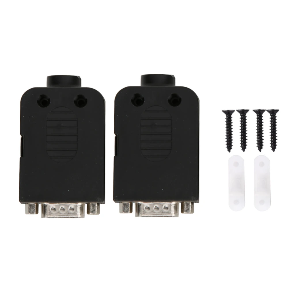 2pcs DB9 Pin Male Terminals Connector Signal Module Kit with Black Shell DB9-G-8A