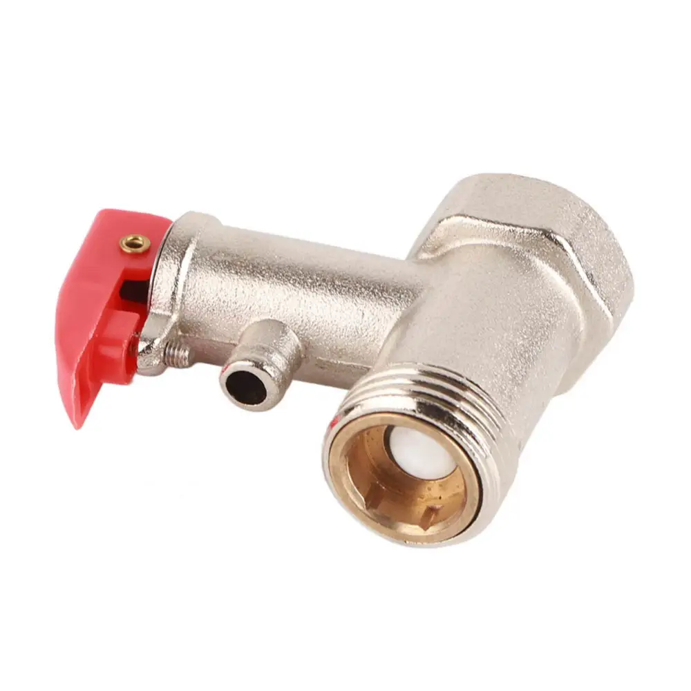 1Pc Safety Valve Water Heater Pressure Relief Check Brass Nickel Plated 0.9MPa G1/2in