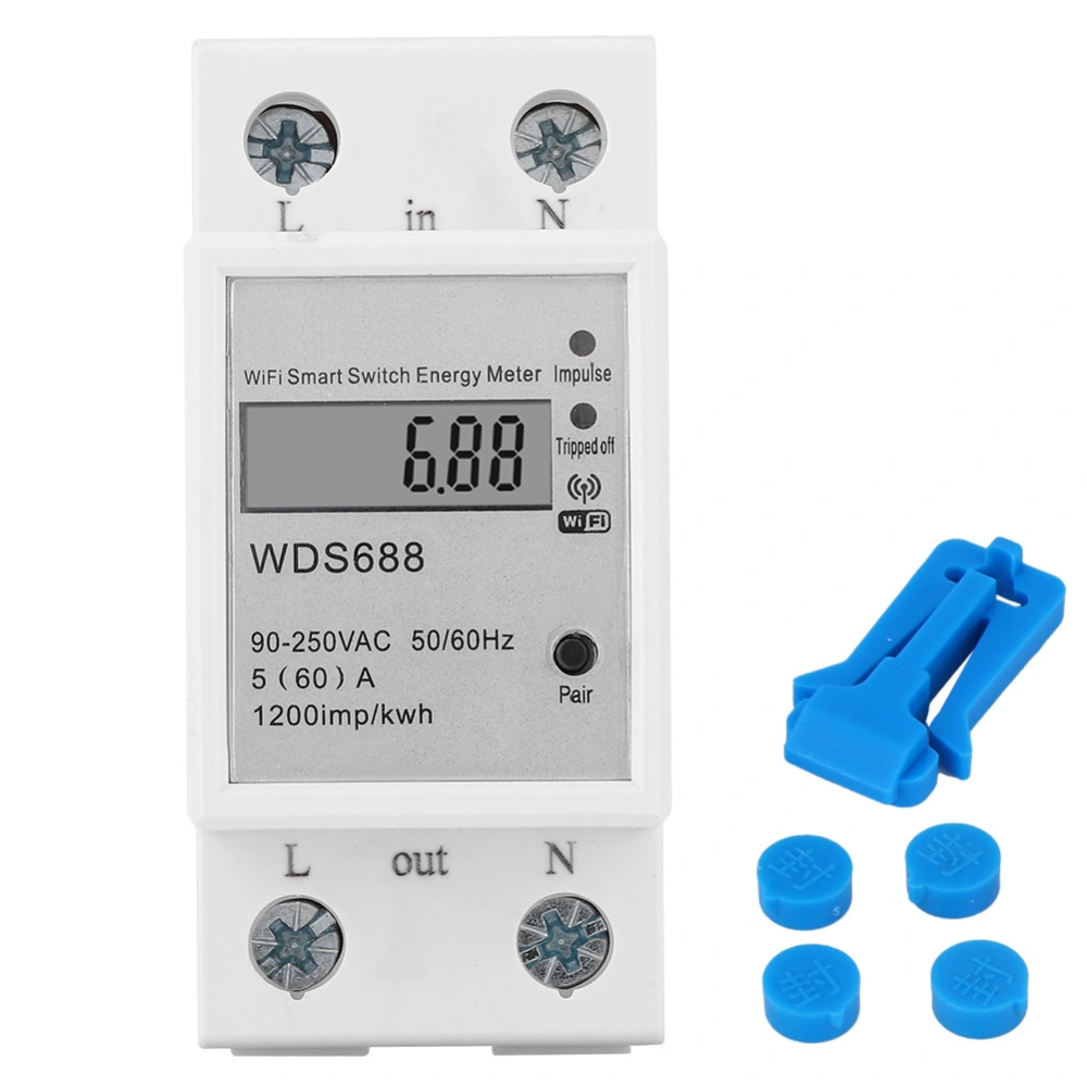 WDS688 Smart Energy Meter Single Phase Multi Function Remote Control Watt Meter 90~250VAC 5~60A