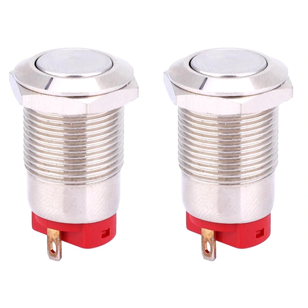 2Pcs Metal Push Button Switch 2 Pins Latching Waterproof Electronic Supplies 12mmFlat Head