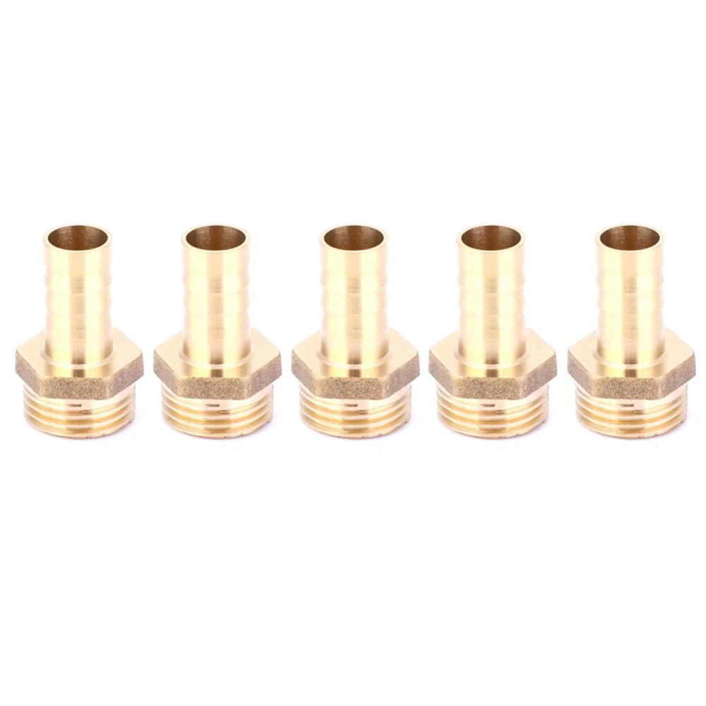 5pcs G1/2 Male Thread Barb Connector Brass Pipe Fitting Connector Joint for Gas Liquid12mm