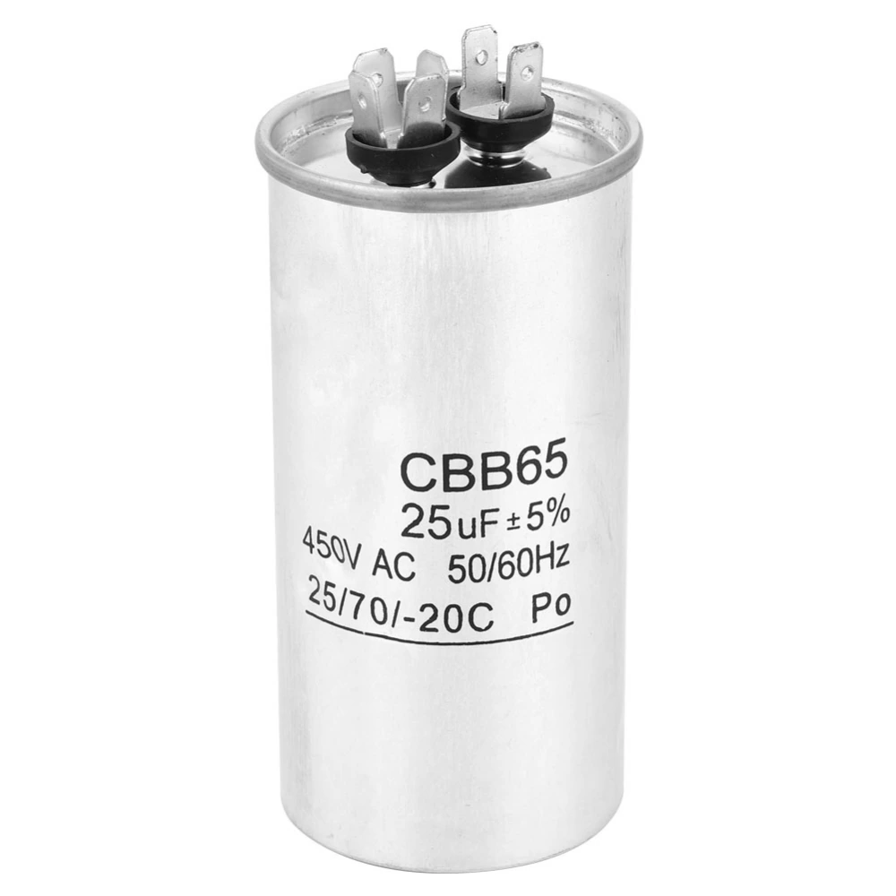 CBB65 25UF 450V Capacitor Aluminum Shell Anti Explosion Capacitor for Air Conditioning Motor