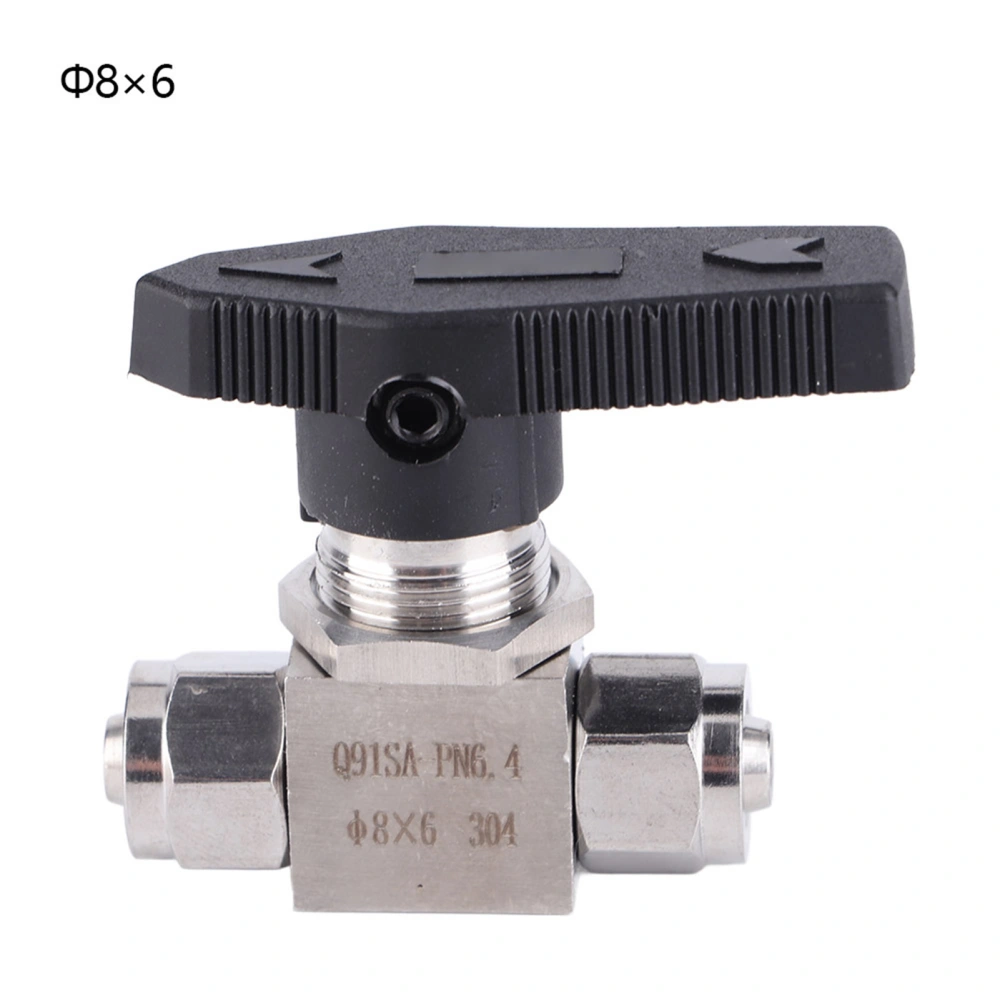 Straight In Ball Valve 304 Stainless Steel Quick Twisting Ball Valve for Water Air Pipe(8 X 6mm )