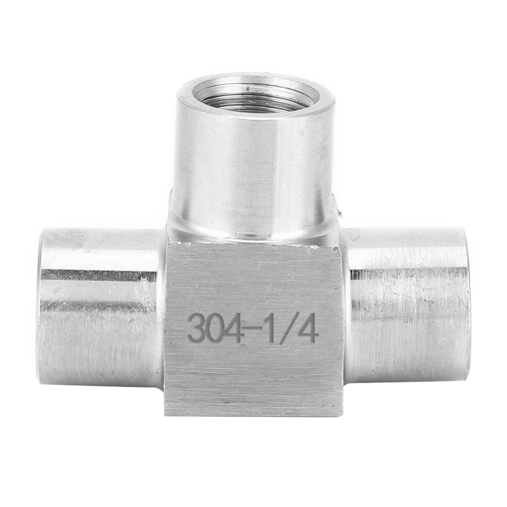 3 Way Pipe Connector BSPP Female Thread Stainless Steel Pipe Fitting Connector1/4in