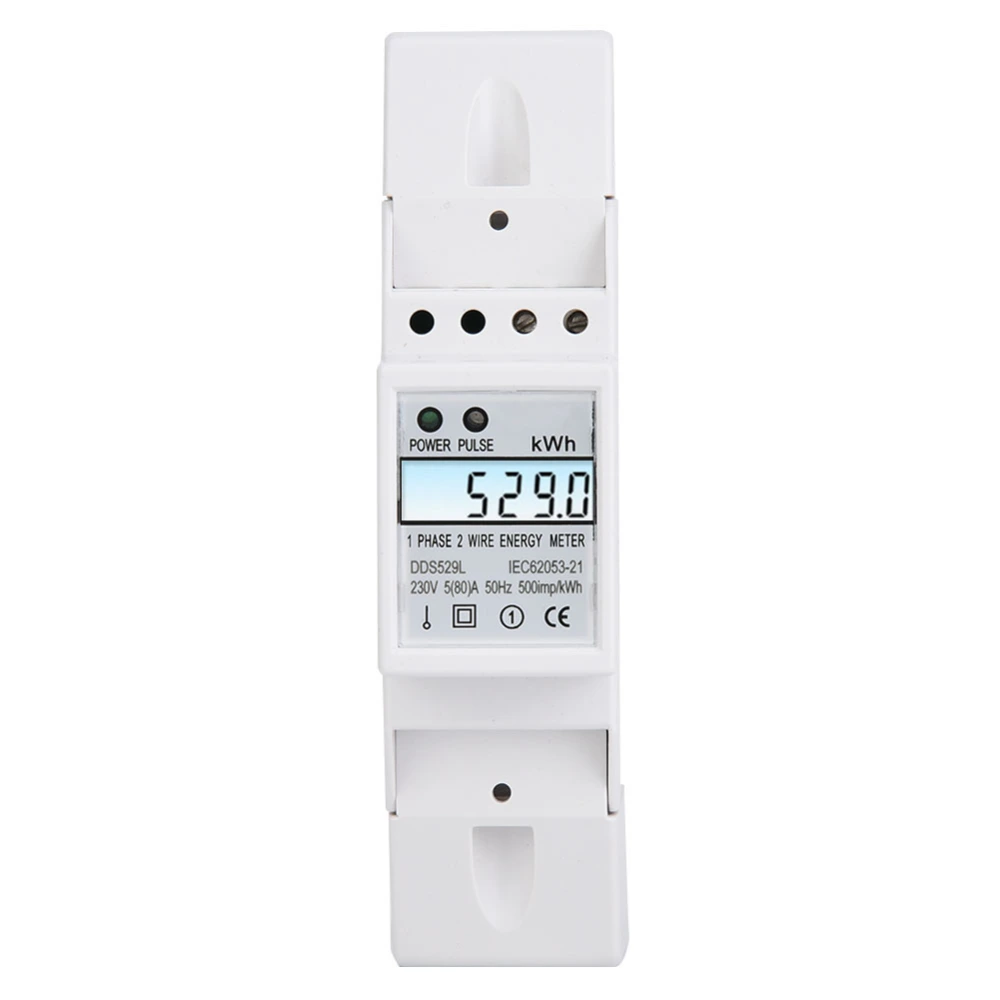 DDS529L Household Energy Meter LCD Intelligent Display Single Phase 2P DIN Rail Power Meter