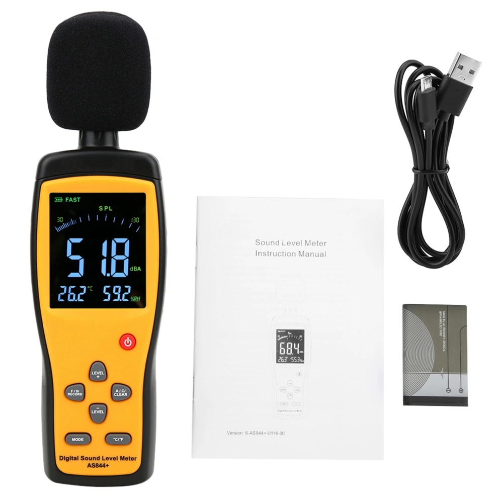 SMART SENSOR AS844+ Digital Sound Level Meter Decibel Meter Noise Monitor DB Measuring Instrument