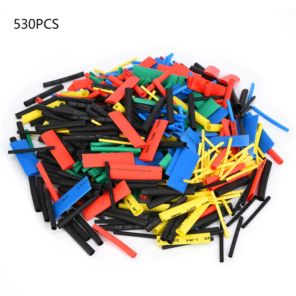 530pcs Heat Shrink Tube Polyolefin Insulated Shrinkable Tubing Wire Cable Sleeving Wrap