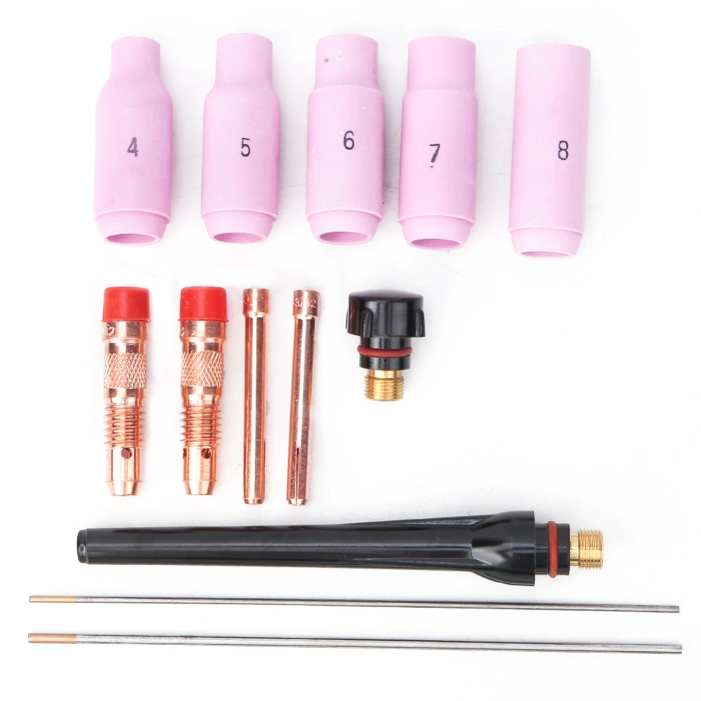 13PCS TIG Welding Torch Accessories Consumables Welding Parts 1.6mm 2.4mm for 17/18/26 Torch (13PCS )