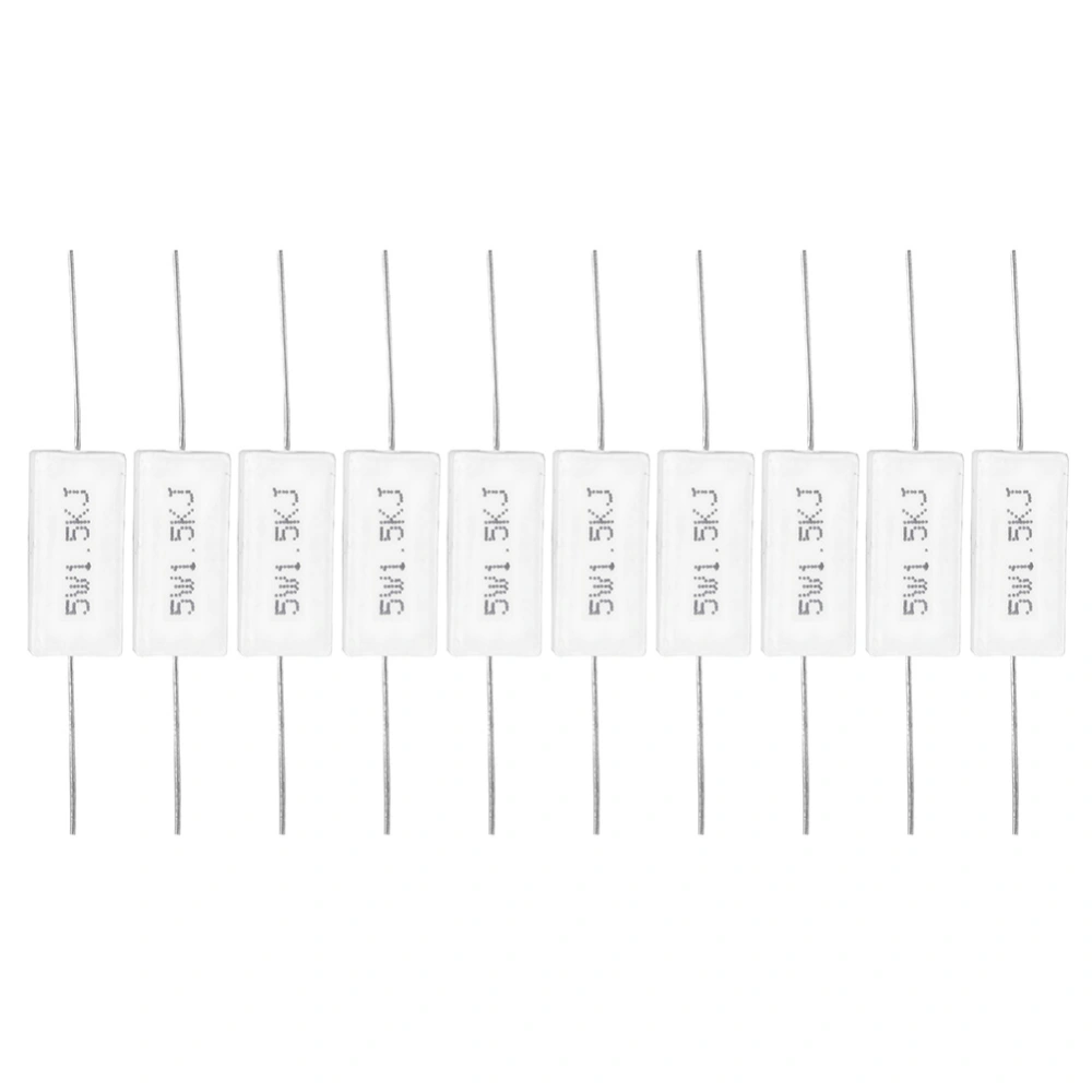 10Pcs Cement Resistor Power Resistance Accuracy ±5% Electronic Components 5W(1.5KR)