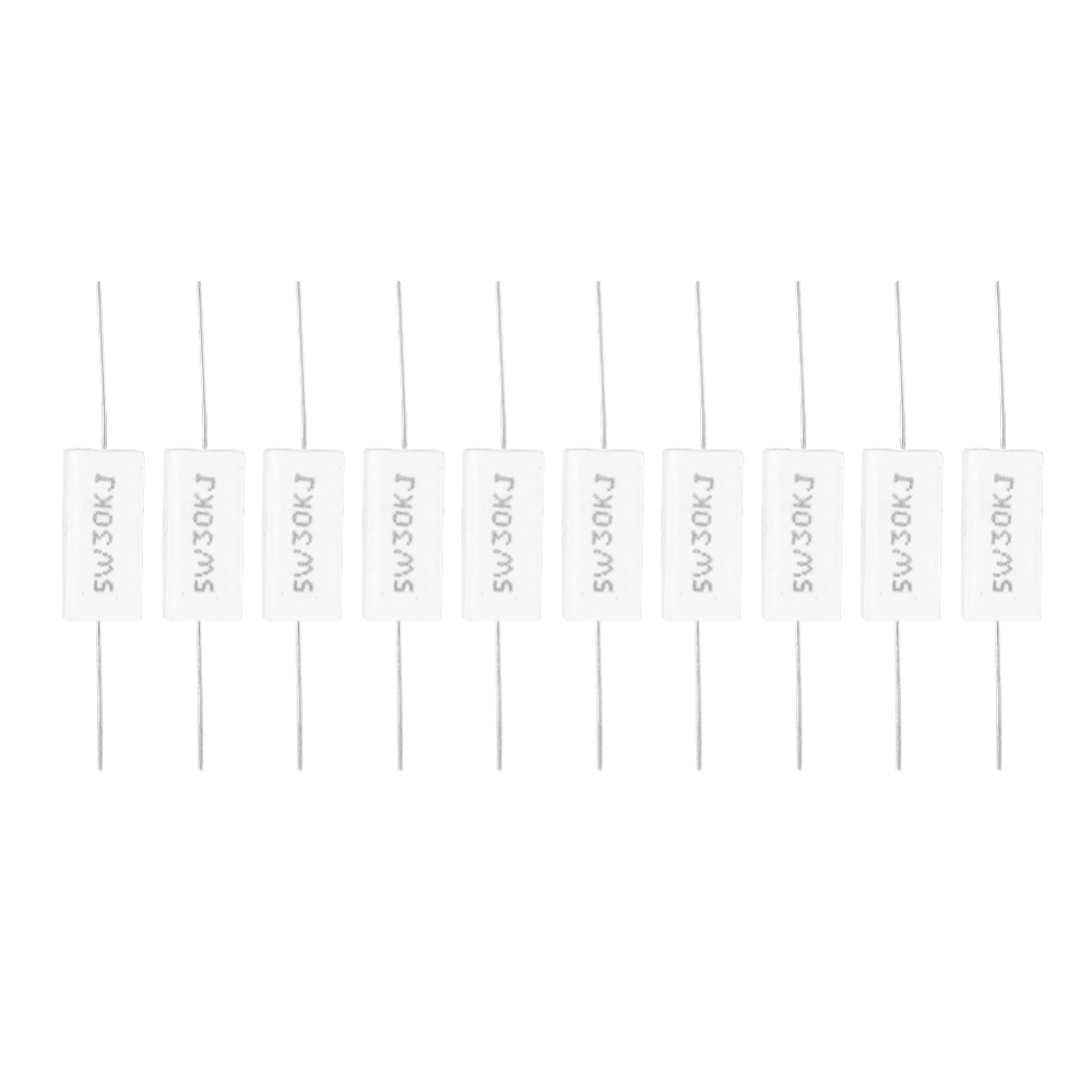 10Pcs Cement Resistor Power Resistance Accuracy ±5% Electronic Components 5W(30KR)