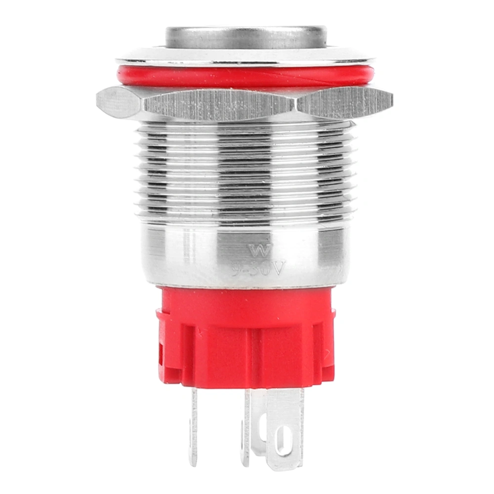 Metal Push Button Switch DC9~30V 19mm 1NO 1NC Self-Locking Switch with Light WhiteRing Power Lamp High Head self-locking