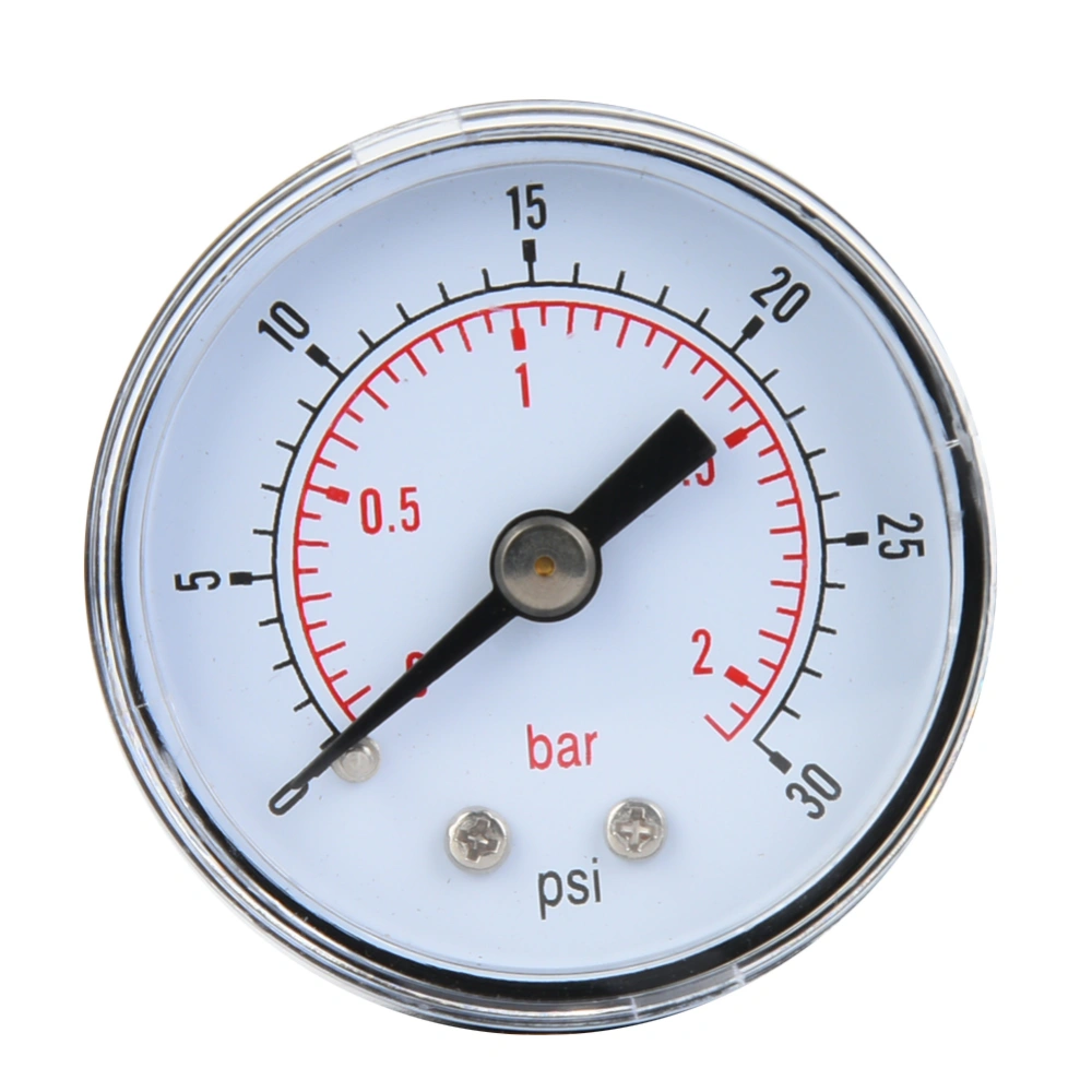 Mechanical Pressure Gauge for Air Oil Water 1/8inch BSPT Back Connection (0-30psi 0-2bar)