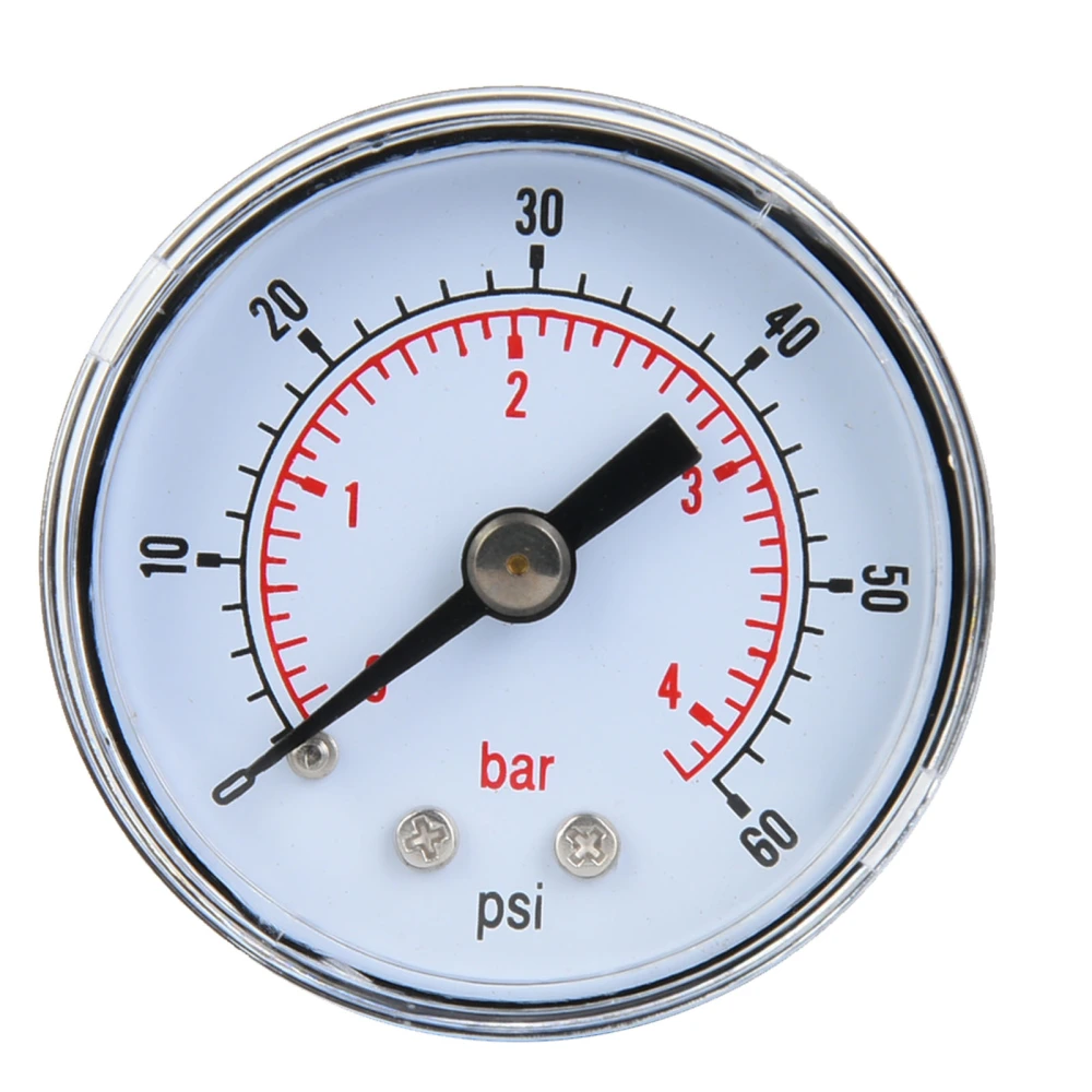 Mechanical Pressure Gauge for Air Oil Water 1/8inch BSPT Back Connection (0-60psi 0-4bar)