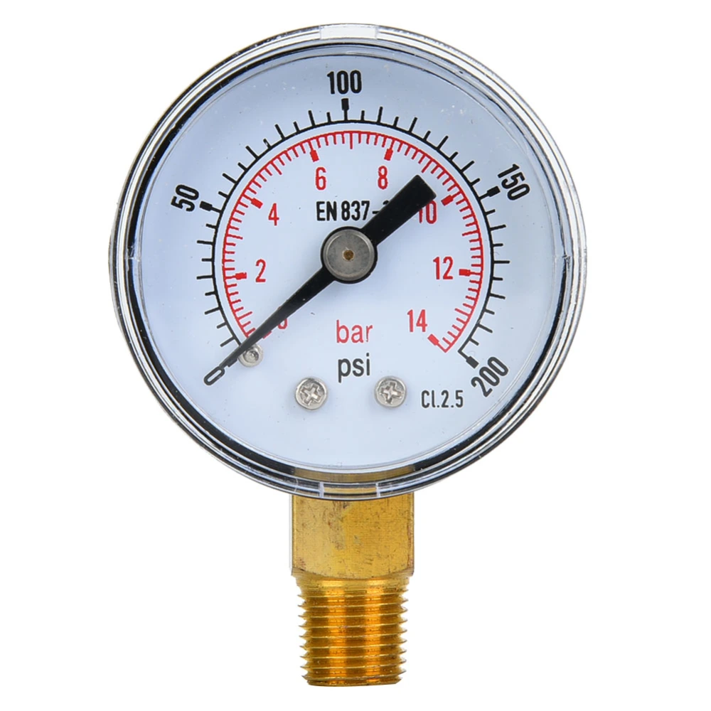 Mechanical Pressure Gauge 1/8inch BSPT Bottom Connection for Air Oil Water (0-200psi 0-14bar)