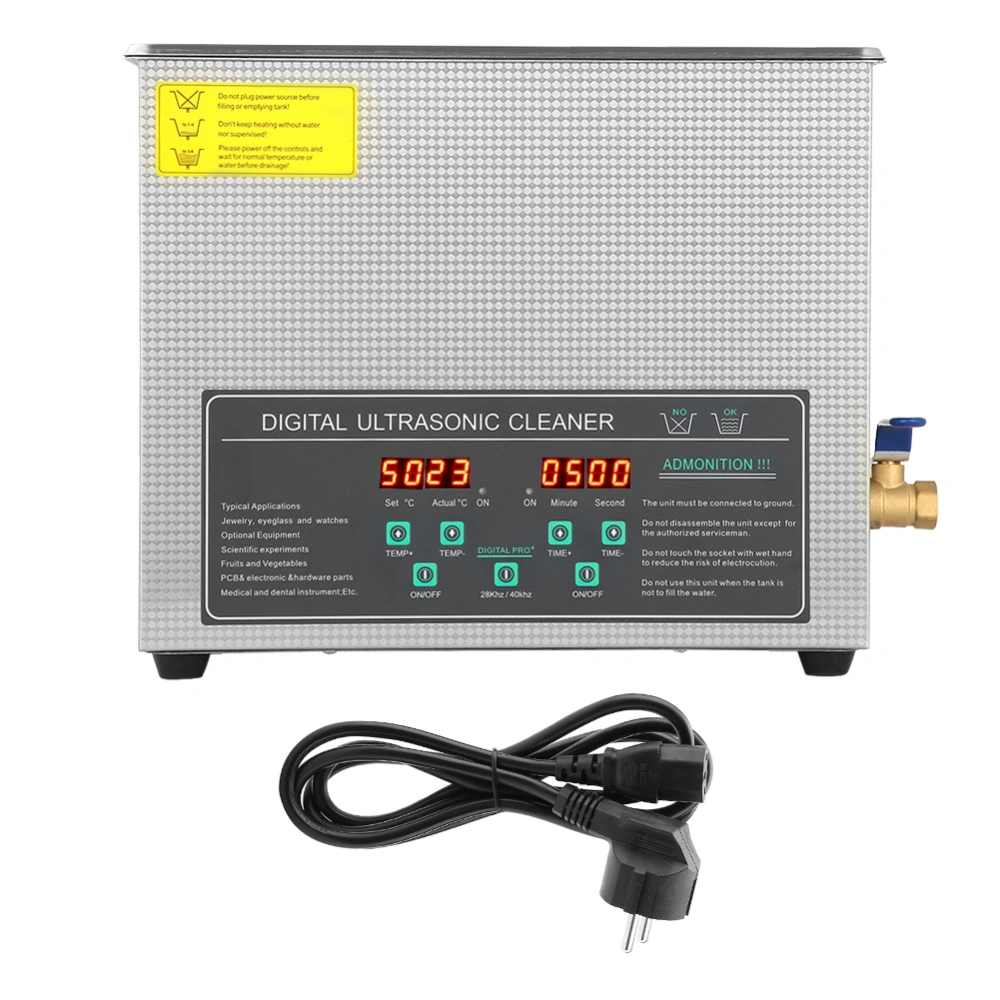 6L Double frequency Digital Stainless Steel Ultrasonic Cleaner Cleaning Machine EU Plug 220V