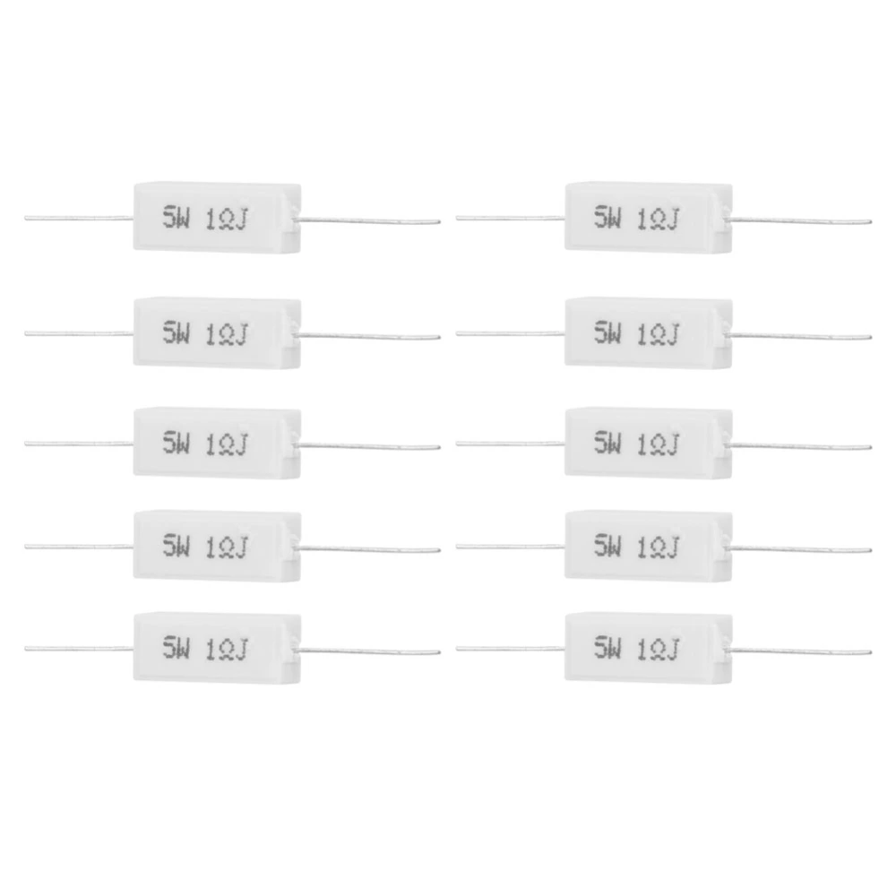 10Pcs Cement Resistor Power Resistance 5% Insulated Electronic Components 5W(1R)