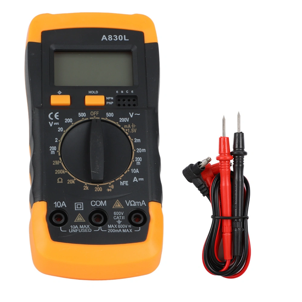 Multifunctional Digital Handheld LCD Screen Multimeter AC DC Voltage Current DetectorYellow Black