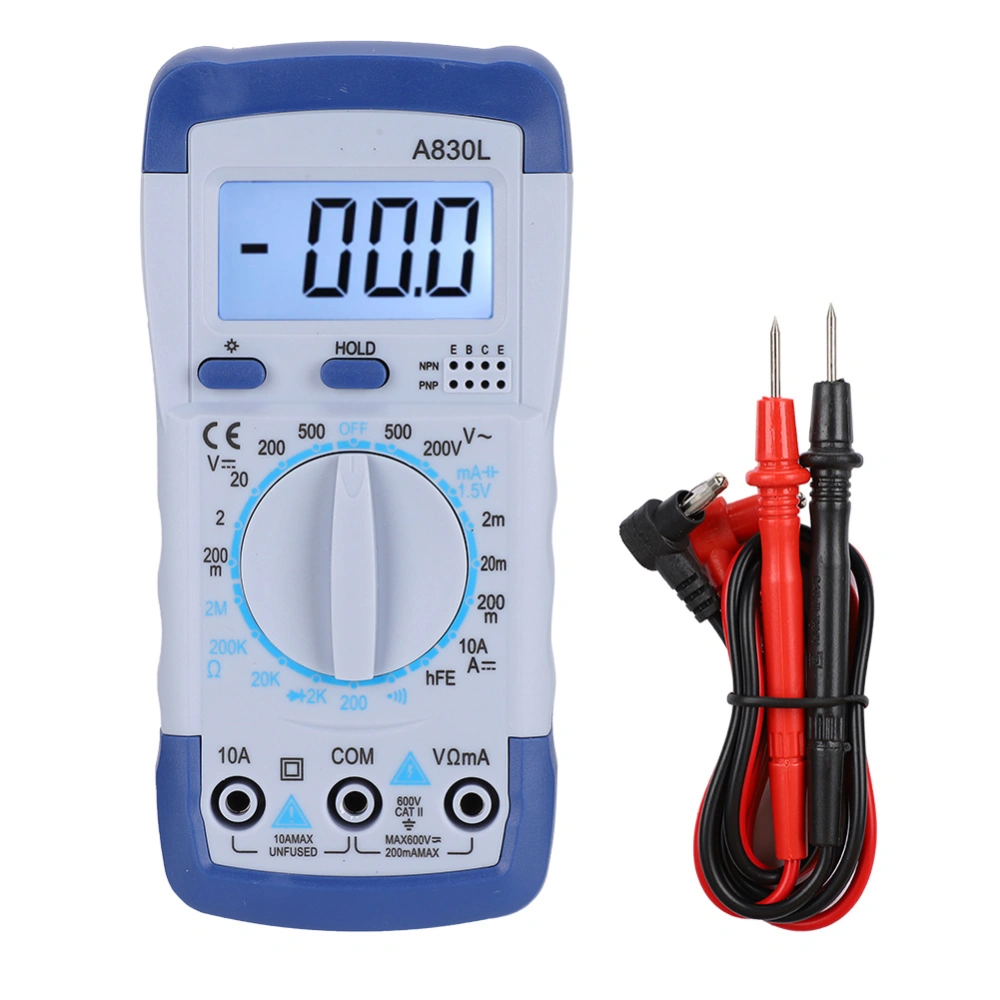 Multifunctional Digital Handheld LCD Screen Multimeter AC DC Voltage Current DetectorBlue White