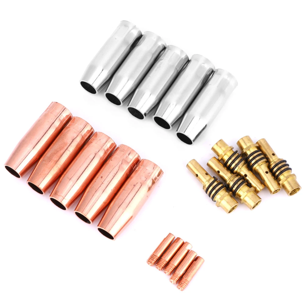 20pcs 15AK MIG Welding Torch Consumables 0.8mm Contact Tip Holder Copper/Brass Gas Nozzle1.5mm