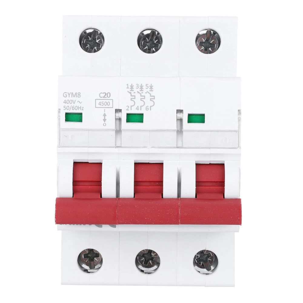 GYM8-C45 Miniature Circuit Breaker 3 Poles 400VAC Bilateral Busbar Wiring Circuit Breaker20A