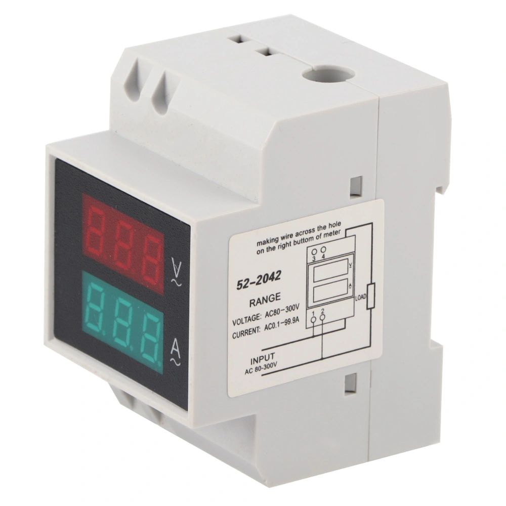 Digital Voltage Ampere Meter Din RAIL High Accuracy Double Display Voltmeter Ammeter AC80-300V AC0-99.9A