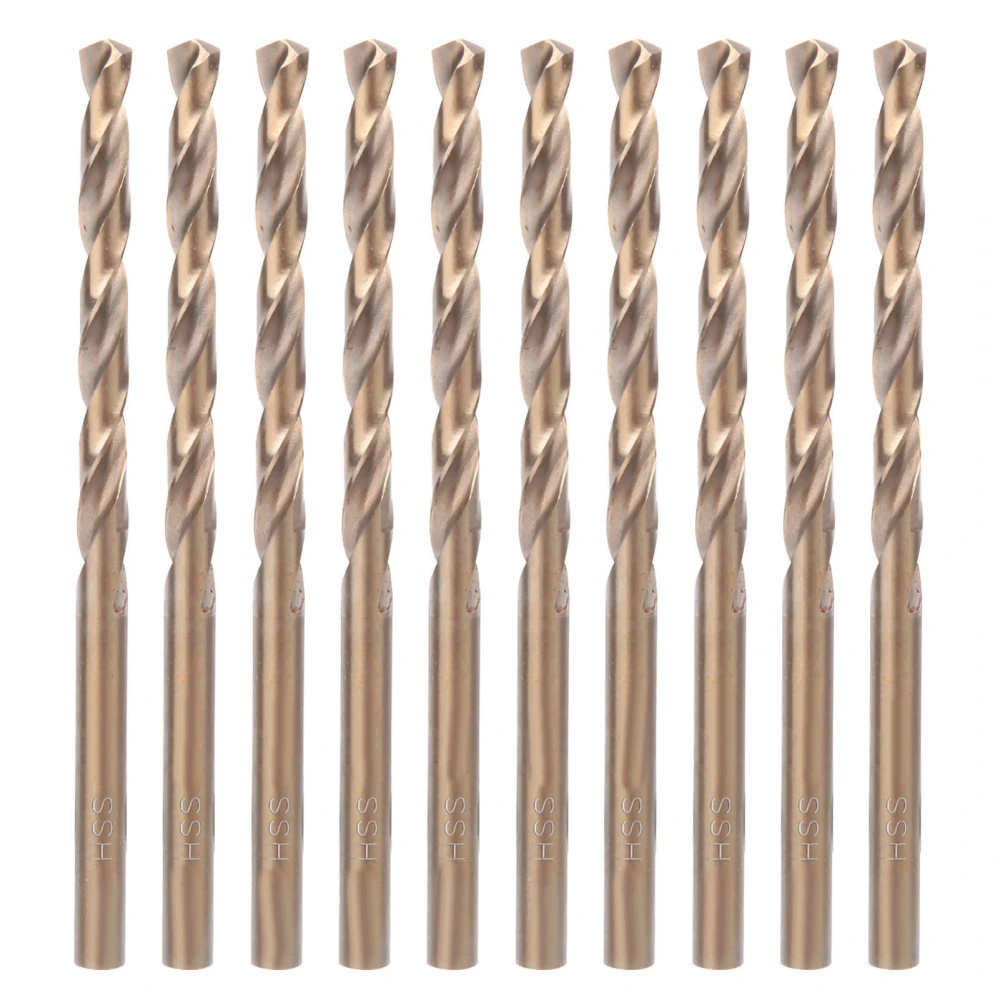 10pcs HSS CO Straight Shank Twist Drill Bits for Stainless Steel Iron Plate (4.0mm)