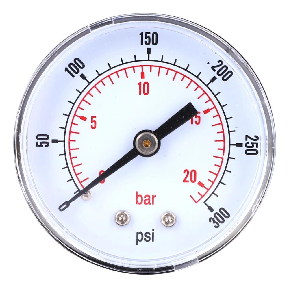 Pressure Gauge 50mm Dial 1/8 BSPT Back Connection for Air Water Oil Gas (0-300PSI 0-20Bar)