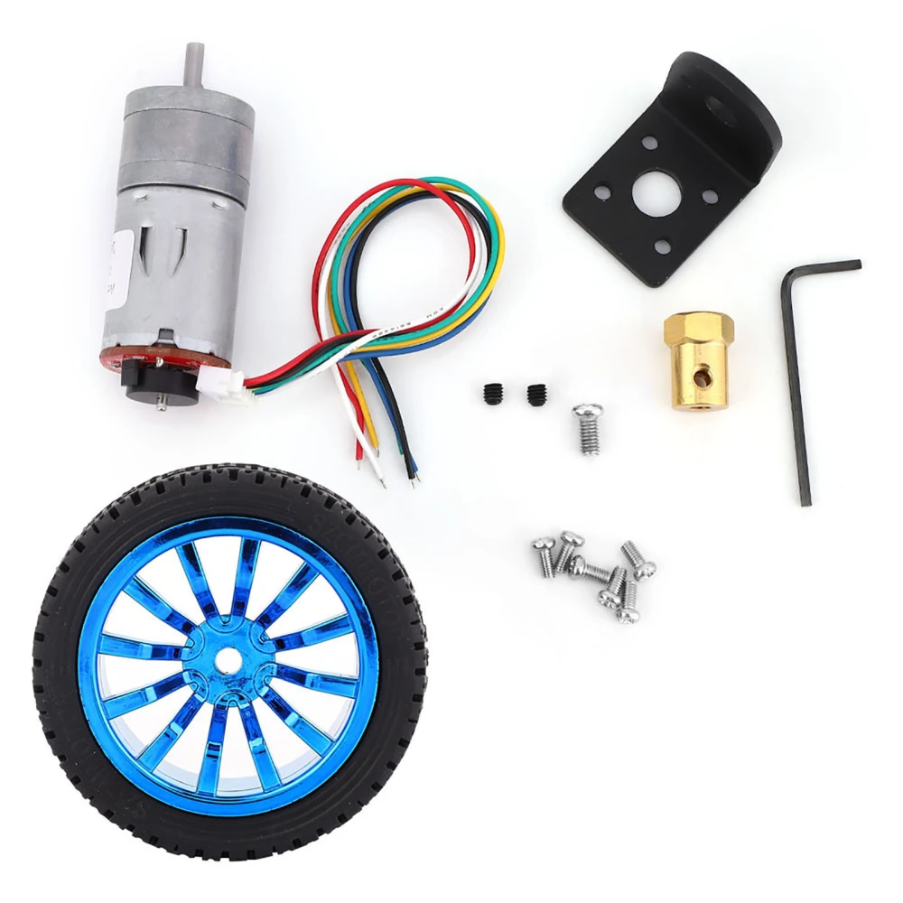 DIY Encoder Gear Motor with Mounting Bracket 65mm Wheel Kit for Smart Car Robot DC12V(40RPM)