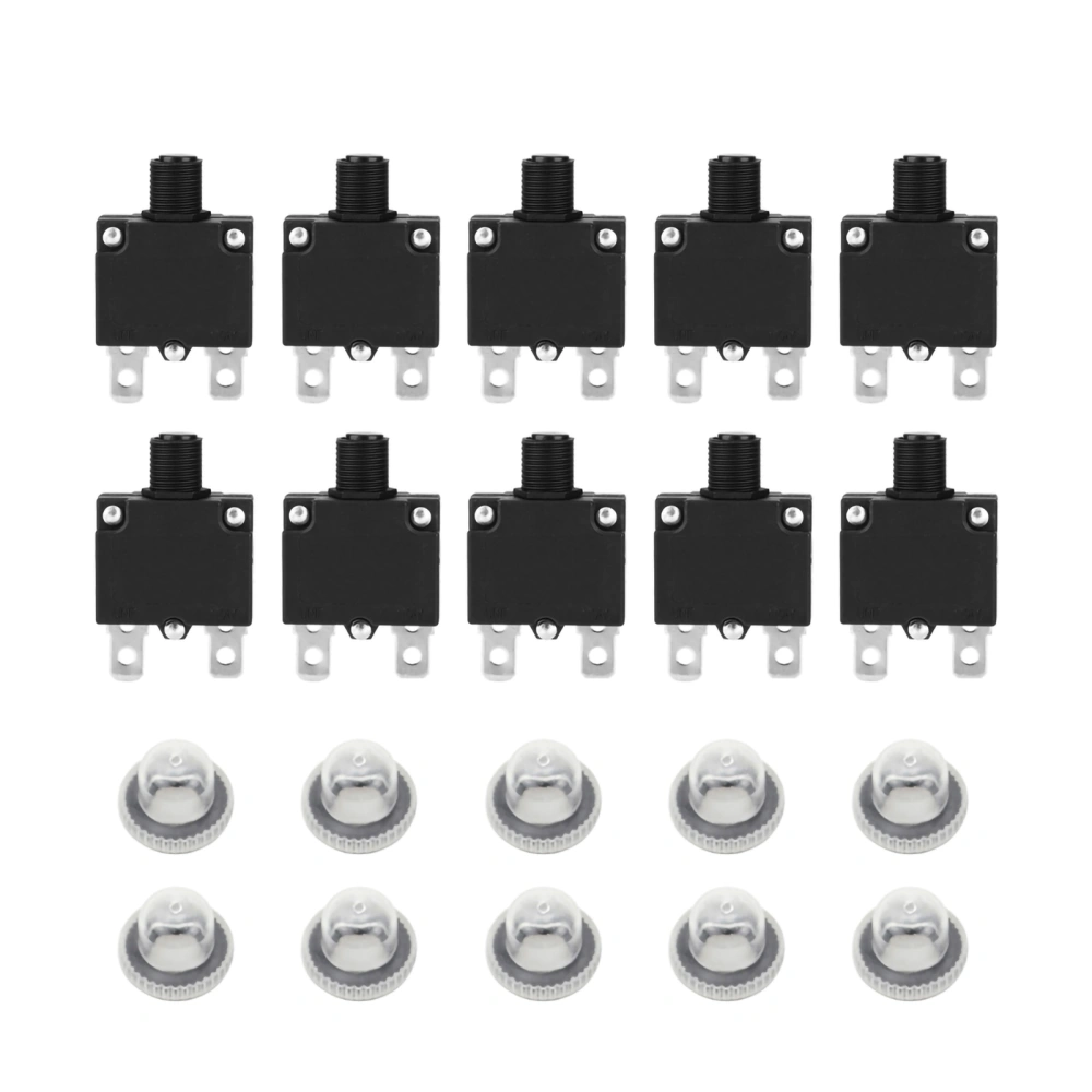 10 Pcs Current Overload Protector Circuit Breaker with Water Proof Cap 125/250Vac 32Vdc(6A)