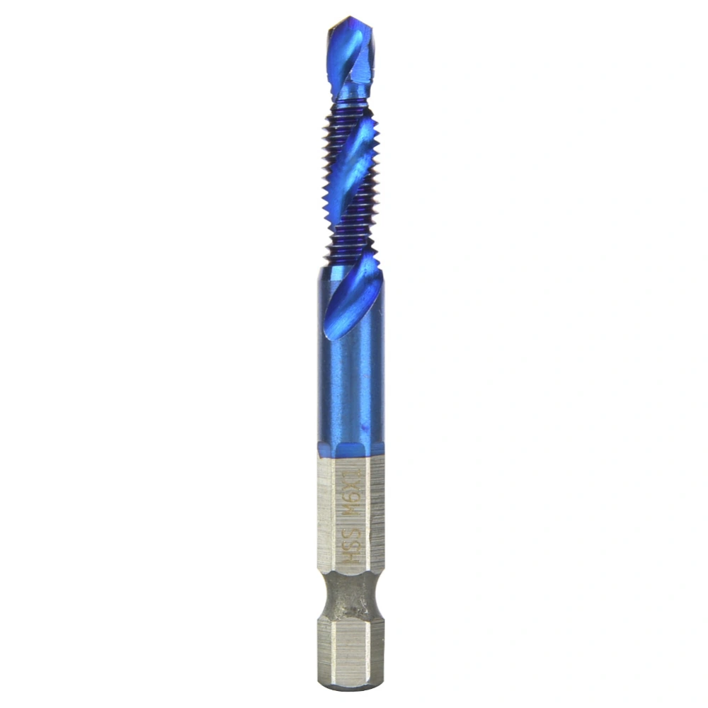 High Speed Steel Plated Blue 6.35mm Hex Shank Tap Drill Bit HSS Compound Tap (M6)