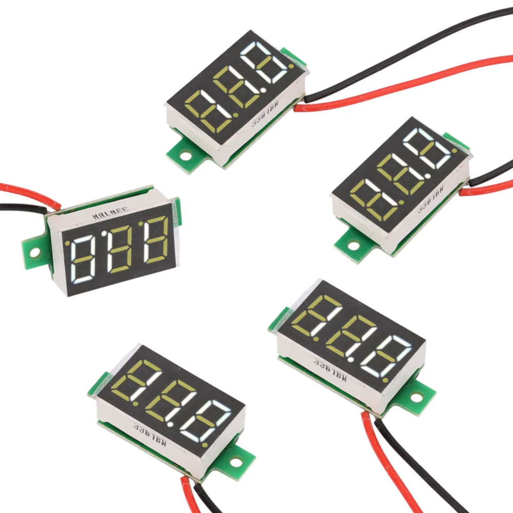 5pcs White 0.36 Inch Digital LED Panel Voltmeter Two Wire DC Volt Meter Voltage Gauge Tester