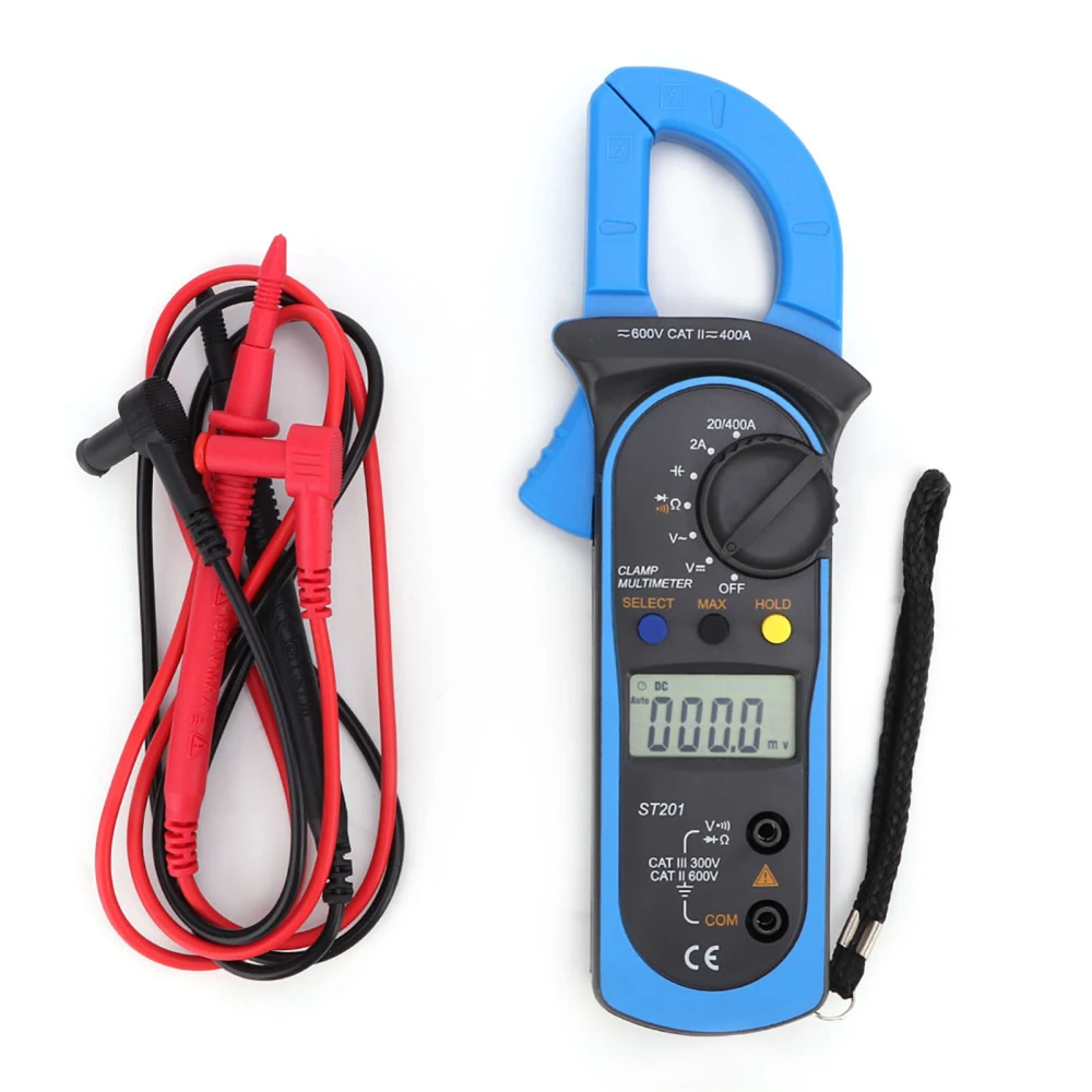 ST201 Automatic Digital Clamp Meter Current Multimeter DC/AC Voltage Diode Tester(Blue)