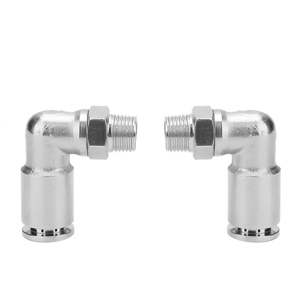 2Pcs All-copper Nickel-plated 8mm Pneumatic Quick Connector+90 Degrees BSPP Male Thread(1/8')