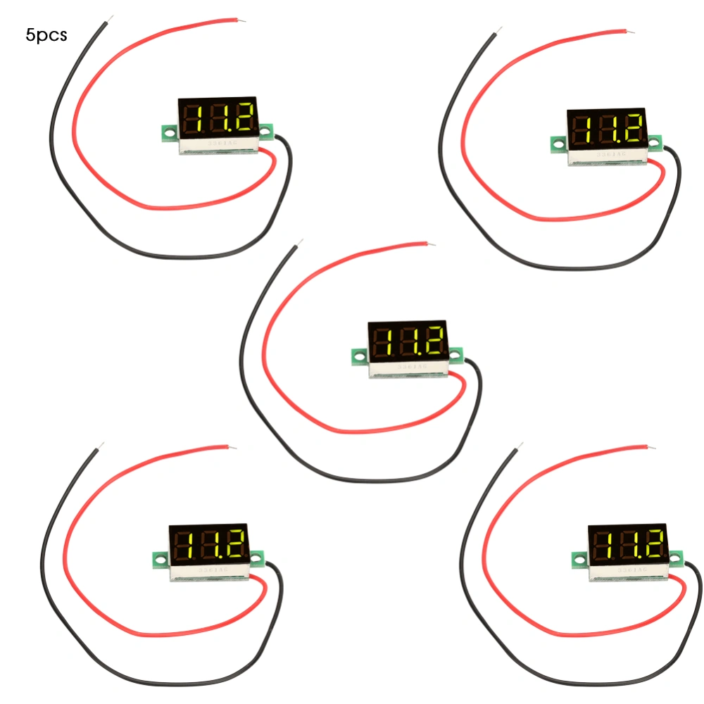 5Pcs High Accuracy 0.36'' LED Digital Display Voltage Gauge Mini Voltmeter DC2.7-32V(green)