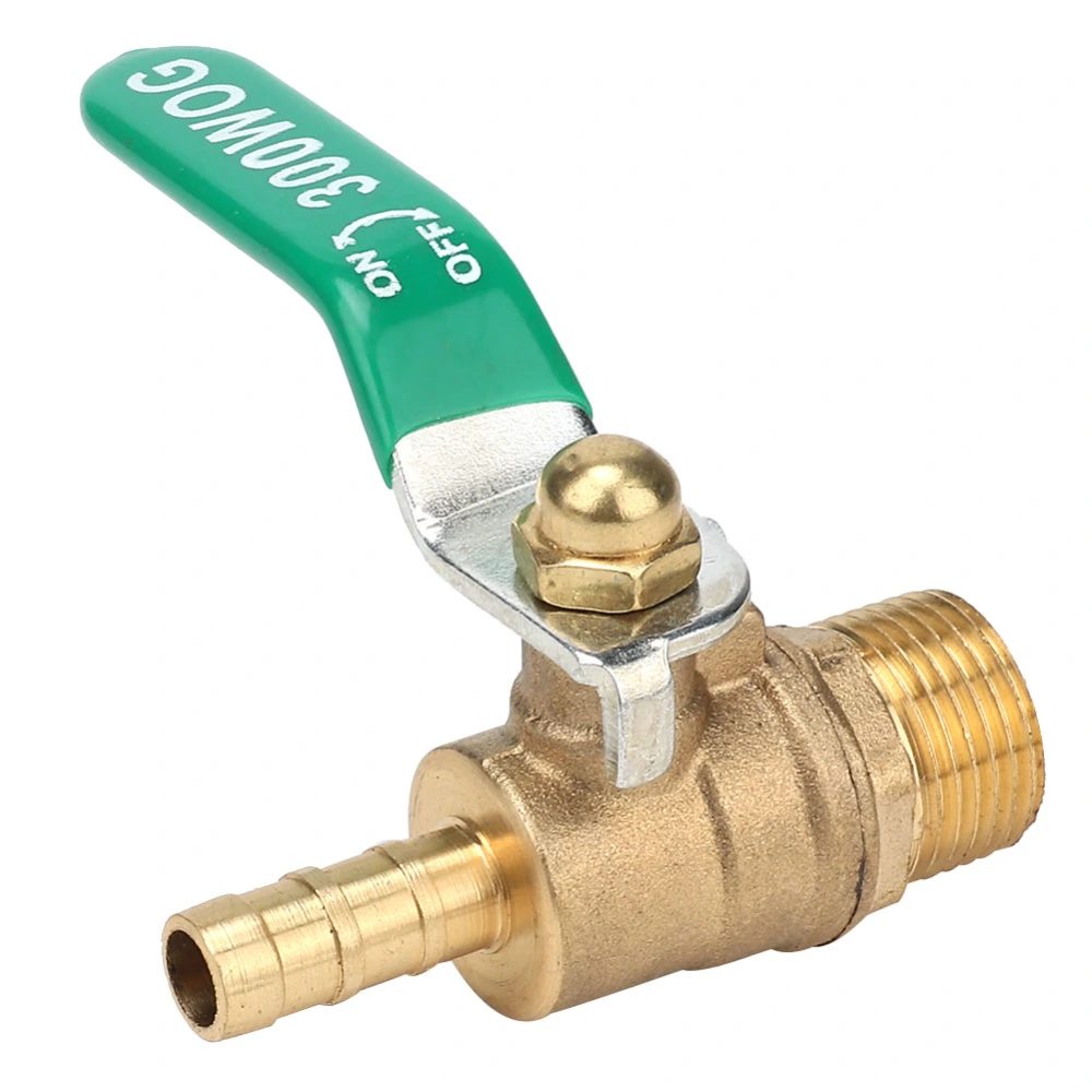 G3/8" Male to 8/10/12mm Hose Barb Ball Valve Green Lever Handle Thicken Brass Valve (12mm)