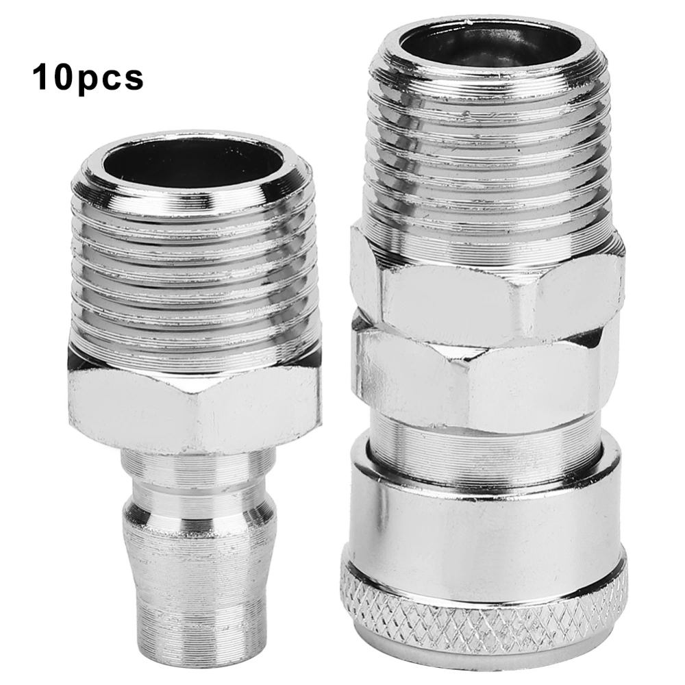 20 Pcs Zinc Plated Iron Outer Thread Quick Coupler Set Quick Air Socket Plug (SM40+PM40)