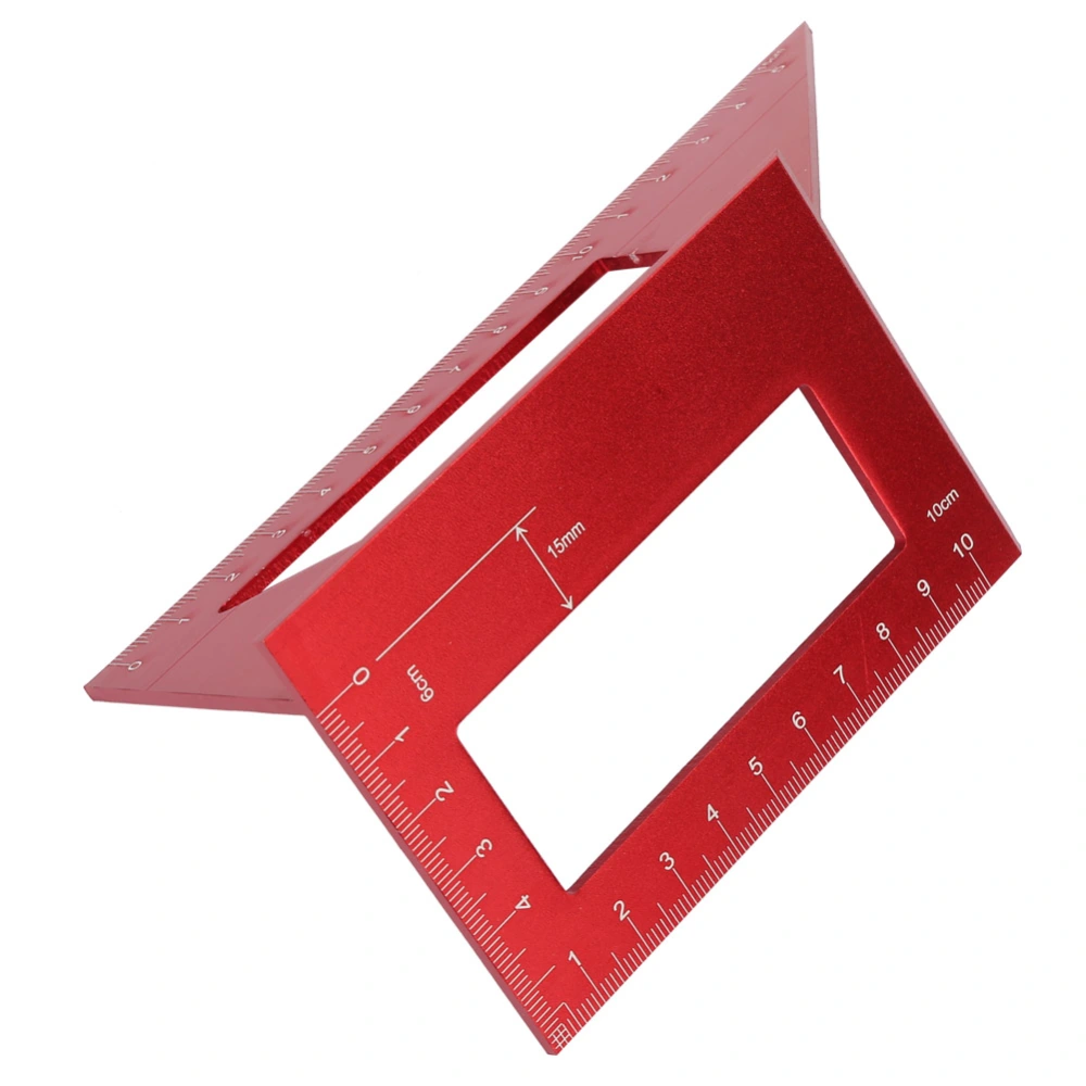 45/90 Degree Multifunctional Aluminum Alloy Angle Ruler Marking Gauge Woodworking Tool (Red)