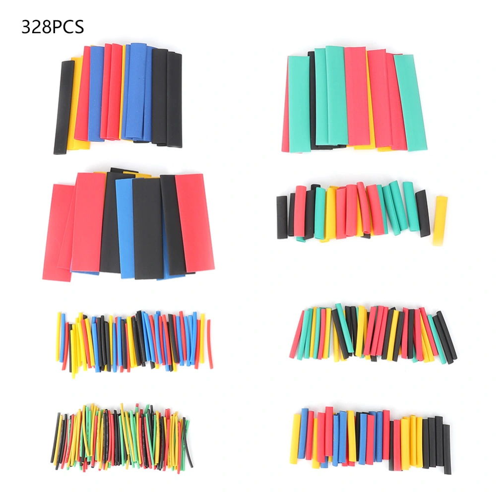 Multicolor PE Heat Shrink Tubing Shrinkable Tube Wire Cable Insulated Sleeve Wrap (328pcs)