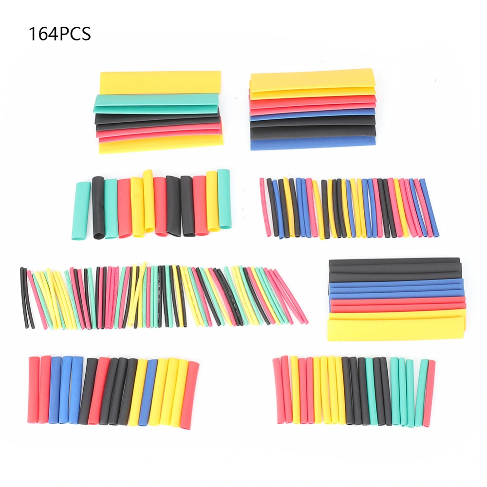 Multicolor PE Heat Shrink Tubing Shrinkable Tube Wire Cable Insulated Sleeve Wrap (164pcs)