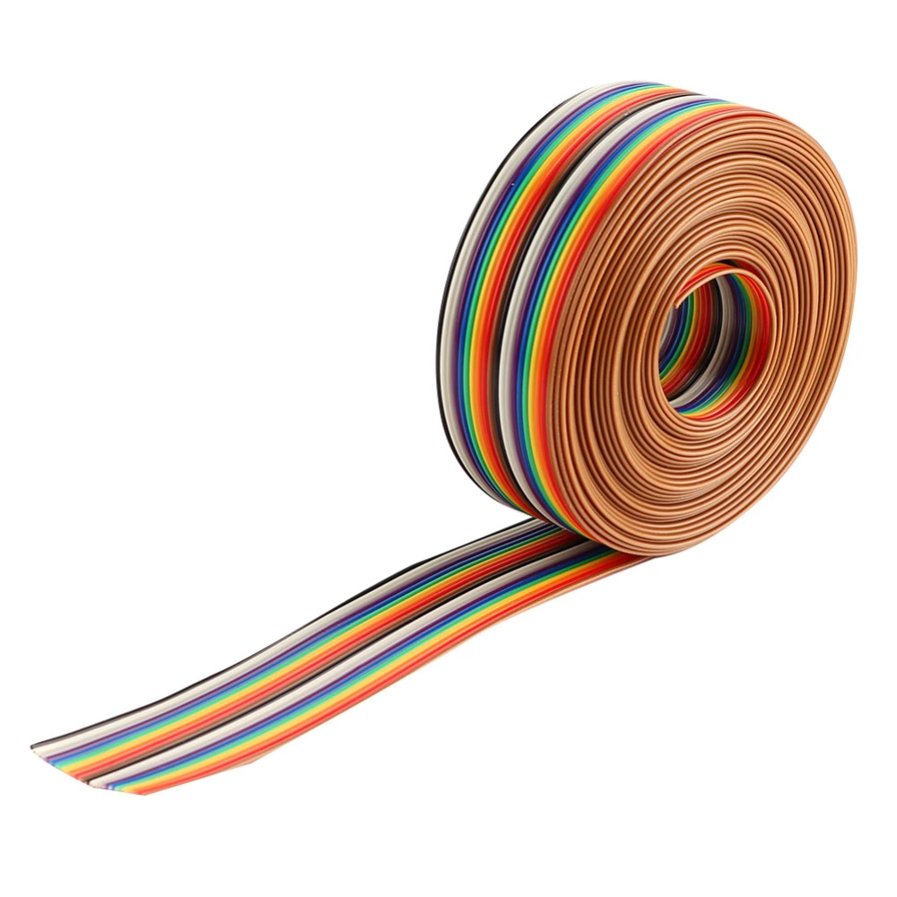 Colorful 1.27mm Spacing Pitch Cable 20P Flat Rainbow Ribbon Cable Wire Width 2.54cm (3 Meters)