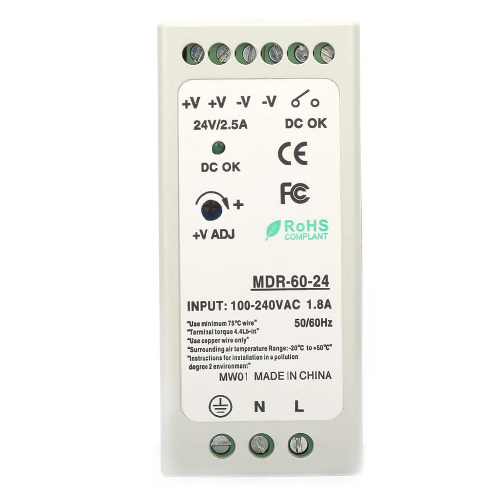 Single Output 60W DC24V Industrial DIN Rail Power Supply MDR-60-24