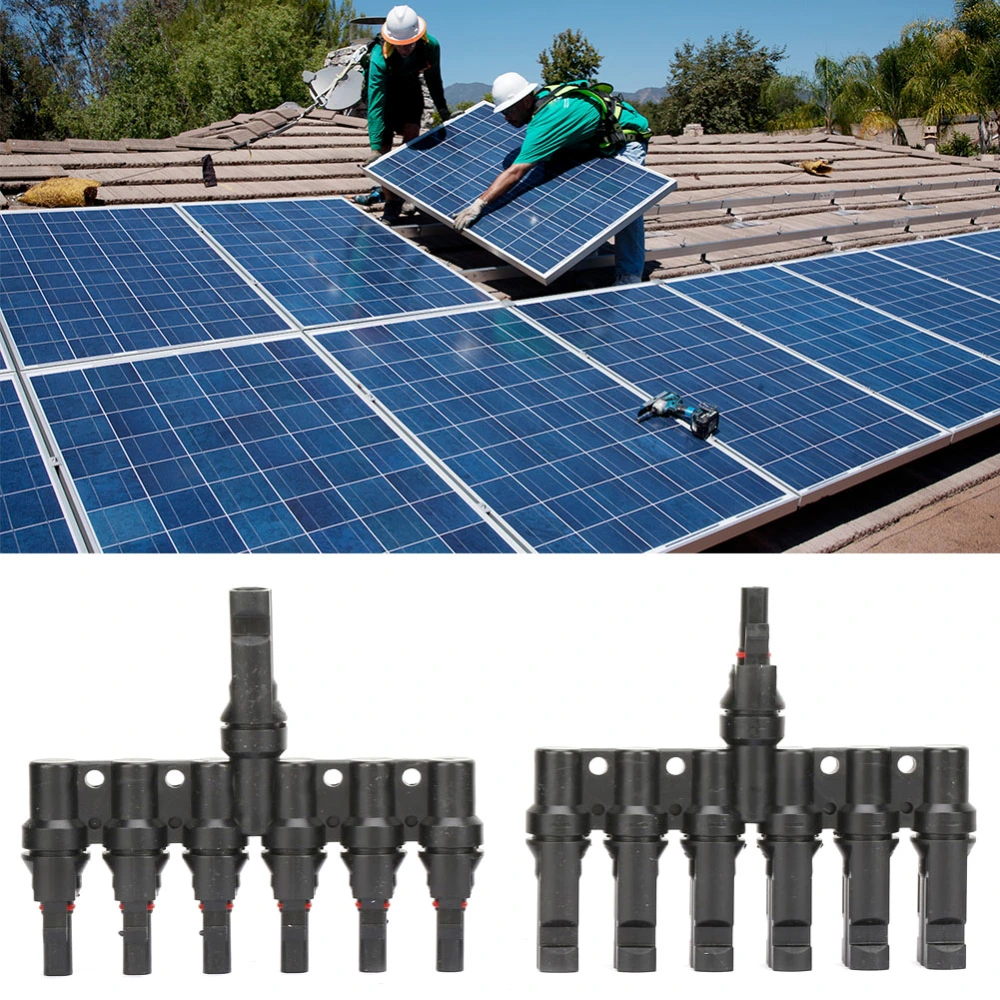 1 pair 6T Seven Way Solar Panel Connector Six in one Male Female Adapter