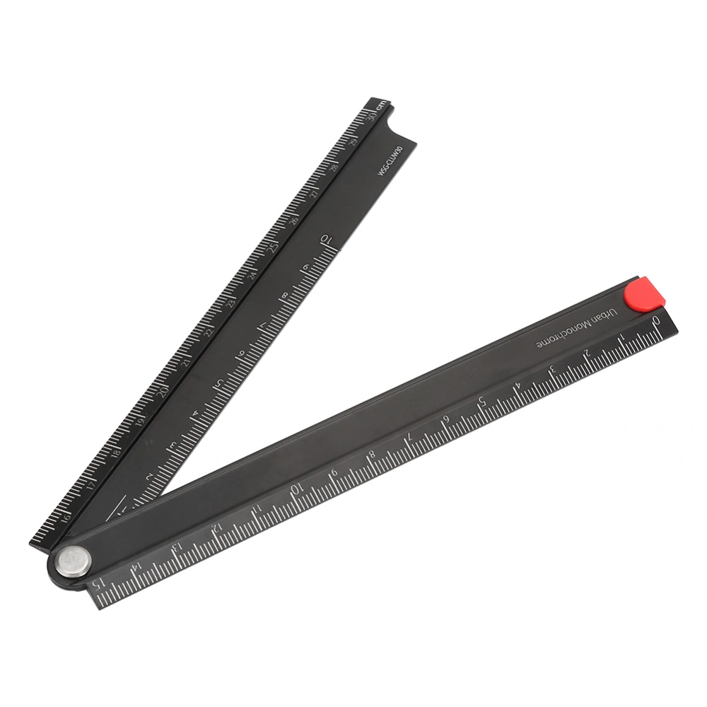 Rulers Folding Aluminum Alloy Ruler 0-300mm Ruler Simple 90°Folding Metal Stationery Rule